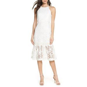New Badgley Mischka Mark James Ivory Halter dress